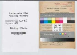 Entnazifizierung Wilhelm Thielking, geb. 21.06.1900 (Reg.Inspektor)