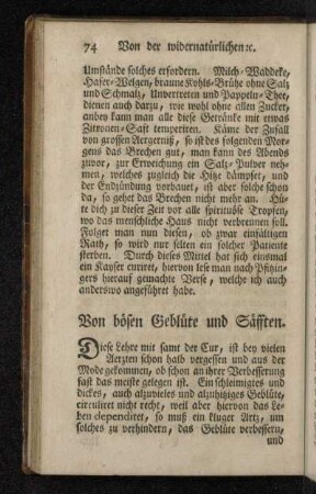 Von bösen Geblüte und Säfften.