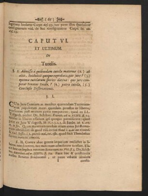 Caput VI. Et Ultimum. De Tutelis.