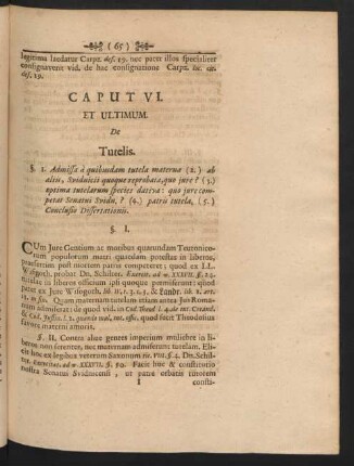 Caput VI. Et Ultimum. De Tutelis.