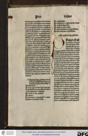 Incipit liber primus de ecclesia et ecclesiasticis locis et ornamentis et de consecrationibus et sacramentis.