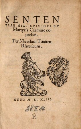 Sententiae Nili episcopi et martyris carmine expressae