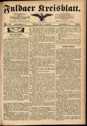 Zweite Ausgabe vom Mittwoch, den 02. September 1903.