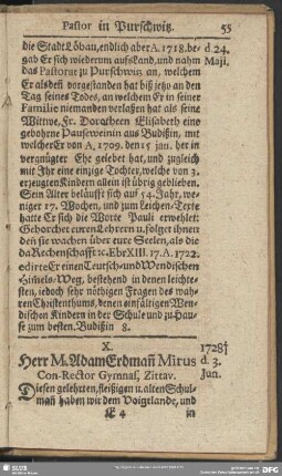 X. Herr M.AdamErdman[n] Mirus Con-Rector Gymnas, Zittau