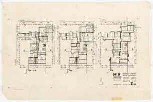 Märkisches Viertel, Wilhelmsruher Damm, Finsterwalder Straße, Berlin-Reinickendorf: Grundrisse Typ Z K6, Vorentwurf 1:200