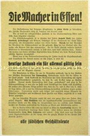 Antisemitisches Flugblatt zur Wahl der Nationalversammlung gegen jüdische Persönlichkeiten in Essen