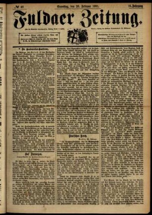 Ausgabe vom Samstag, den 28. Februar 1891.