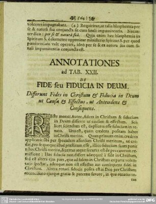 Annotationes ad Tab. XXII. De Fide seu Fiducia In Deum