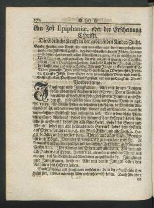 Am Fest Epiphaniae, oder der Erscheinung Christi