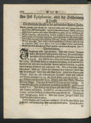 Am Fest Epiphaniae, oder der Erscheinung Christi