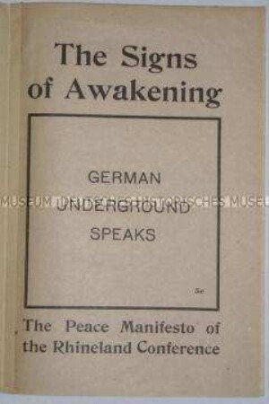 Veröffentlichung eines Friedensmanifests von Untergrundkämpfern in Deutschland (dt. u. engl.)