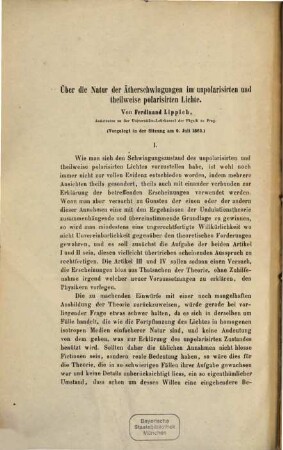 Über die Natur der Ätherschwingungen im unpolarisirten und theilweise polarisirten Lichte : vorgelegt in der Sitzung am 9. Juli 1863