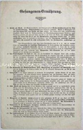 Merkblatt für die Ernährung von Kriegsgefangenen