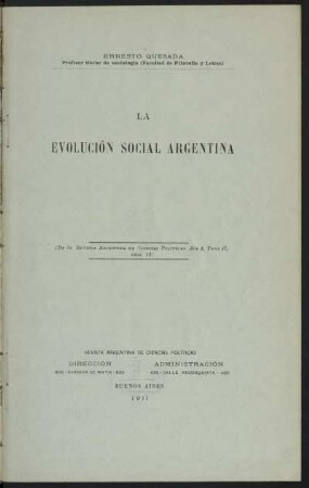 La evolución social argentina