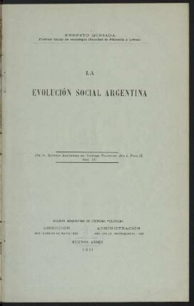 La evolución social argentina