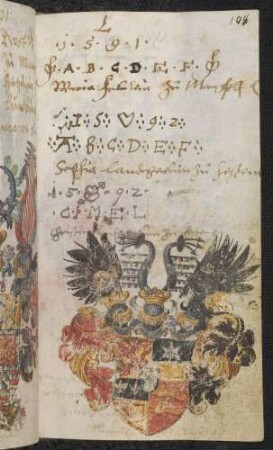 Wappen: Landgräfin Sophia von Hessen(-Kassel) (1571-1616), Eintrag 1592