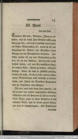 III. Brief. den 4ten Febr.