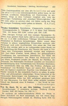 253-254 [Rezension] Schilling, Otto, Grundriss der Moraltheologie