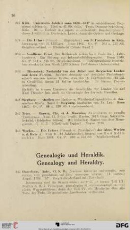 Genealogie und Heraldik (Nr. 344-350)