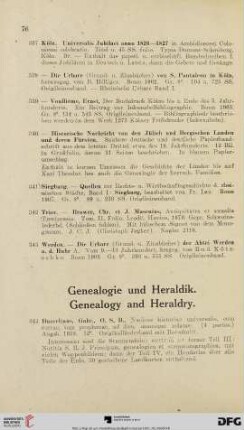 Genealogie und Heraldik (Nr. 344-350)