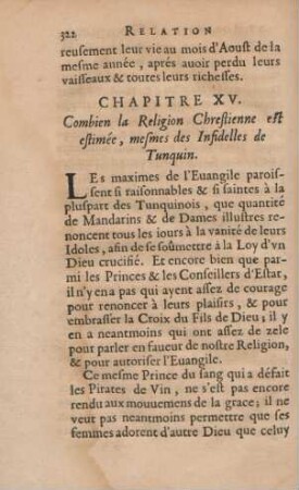 Chapitre XV. Combien la Religion Chrestienne est estimée, mesmes des Infidelles de Tunquin