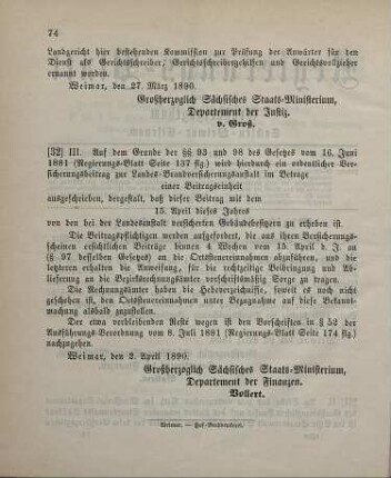 32. Ministerial-Bekanntmachung, das Ausschreiben eines ordentlichen Versicherungsbeitrags zur Landes-Brandversicherungsanstalt betreffend