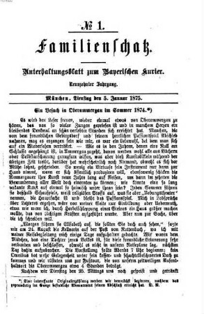 Familienschatz : tägliche Unterhaltungsbeilage zum Bayerischen Kurier. 1875, 1875 = Jg. 19