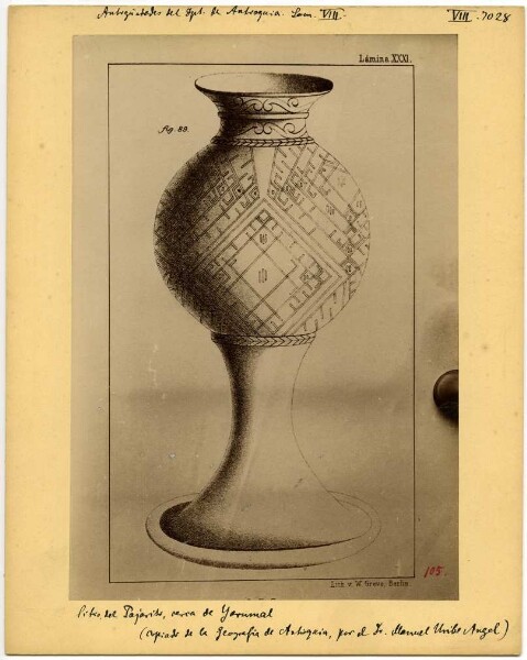 Vase en or, Antigüedades del Dpt. de Antioquia Lam. VIII