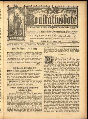 Erste Ausgabe vom Sonntag, den 17. Januar 1904.