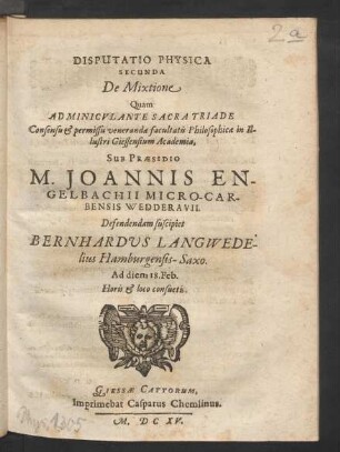 Disputatio Physica Secunda De Mixtione