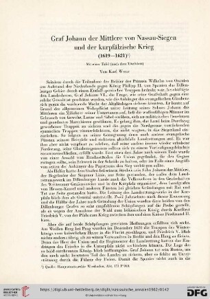 73: Graf Johann der Mittlere von Nassau-Siegen und der kurpfälzische Krieg : (1619-1621)