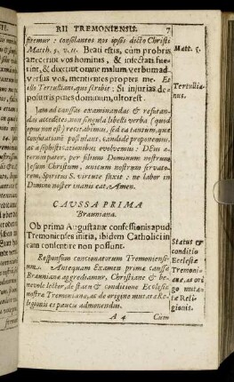 Caussa Prima Brauniana. [Caussa, De primis initiis mutatæ Religionis apud Tremonienses.]