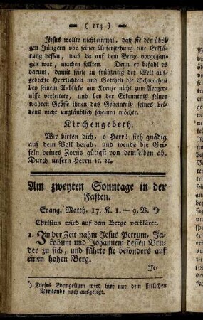 Am zweyten Sonntage in der Fasten.