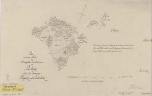Plan des ehemaligen Ruttergutes in Leipzig-Püchau nebst Plagwitz und Liebschütz,1:20 000, Handzeichng., um 1820 : Plan von einem Theile der Ritterguths Grundstücken von Püchau nebst den Vorwergen Plagwitz und Liebschütz. - [Ca. 1:20 000]. - [S.l.] , [um 1820]. - 1 Kt. : Handzeichng. ; Blattgr. 34 x 22 cm