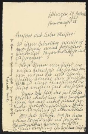 Brief von Lilly Bechtle und Richard Alexander Bechtle an Gerhart Hauptmann