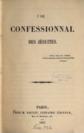 Le confessional des jésuites