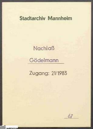 Dankschreiben des Oberbürgermeisters Dr. Ludwig Ratzel an das Ehepaar Gödelmann