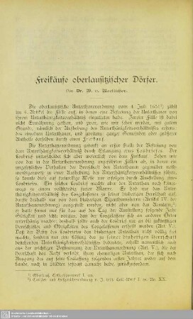 Freikäufe oberlausitzischer Dörfer