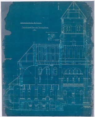 Sankt Antonius Basilika, Rheine: Schnitt durch Chor und Vierungsturm 1:50