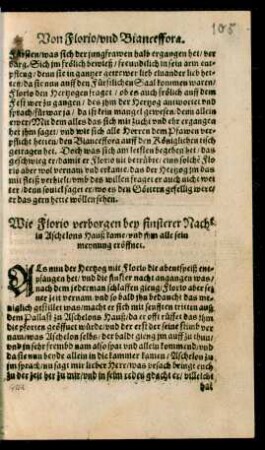 Wie Florio verborgen bey finsterer Nacht in Aschelons Hauß kame/ ...