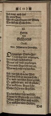 XI. Herrn von Gellhorns. - XV. In Gott getrostes Hertze, ...