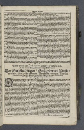 M.D.F. Sechste Vorrede und Dedication-Schrifft des sechsten Theils als über die vier Evangelisten und der Apostel-Geschichte.