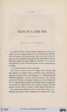 Séance du 6 avril 1860