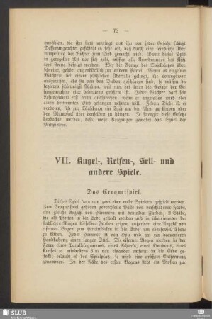 VII. Kugel-, Reifen-, Seil- und andere Spiele