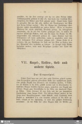 VII. Kugel-, Reifen-, Seil- und andere Spiele