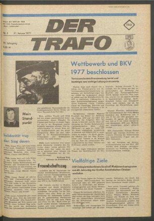 TRO-Betriebszeitung 'Der Trafo'; Nr. 5/1977 (31. Januar 1977)