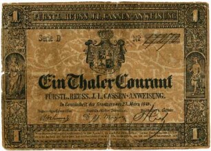 Geldschein, 1 Taler Courant, 27.3.1849
