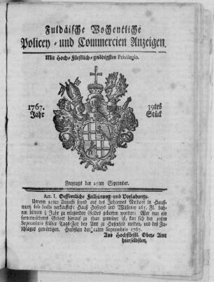 39tes Stück, Ausgabe vom 25. September 1767