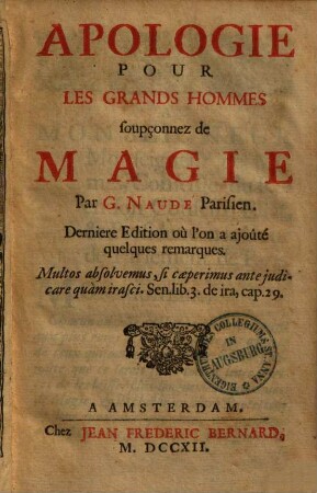Apologie pour les grands hommes soupçonnez de magie