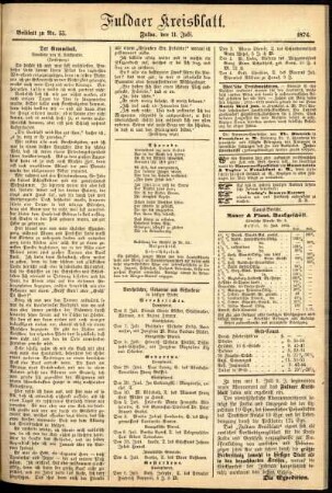 Zweite Ausgabe vom Samstag, den 11. Juli 1874.